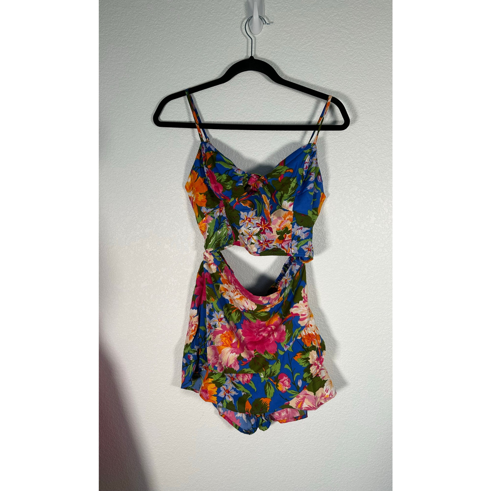 Lottie and Holly Floral 2 Piece Skirt Set in Blue and Pink - L